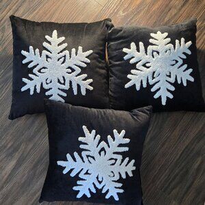 WINTER-THEMED Black and White Snowflake Accent Pillows (Set of Three) NWOT